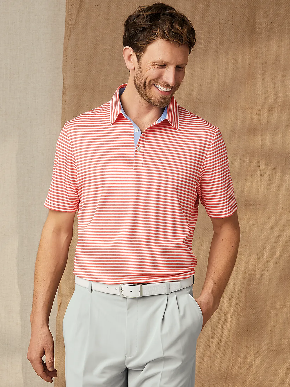 Performance Blend Three Button Polo - Coral