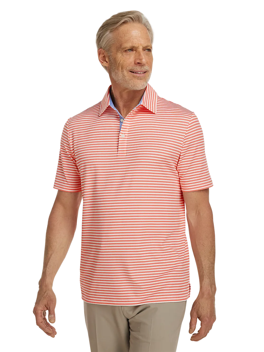 Performance Blend Three Button Polo - Coral