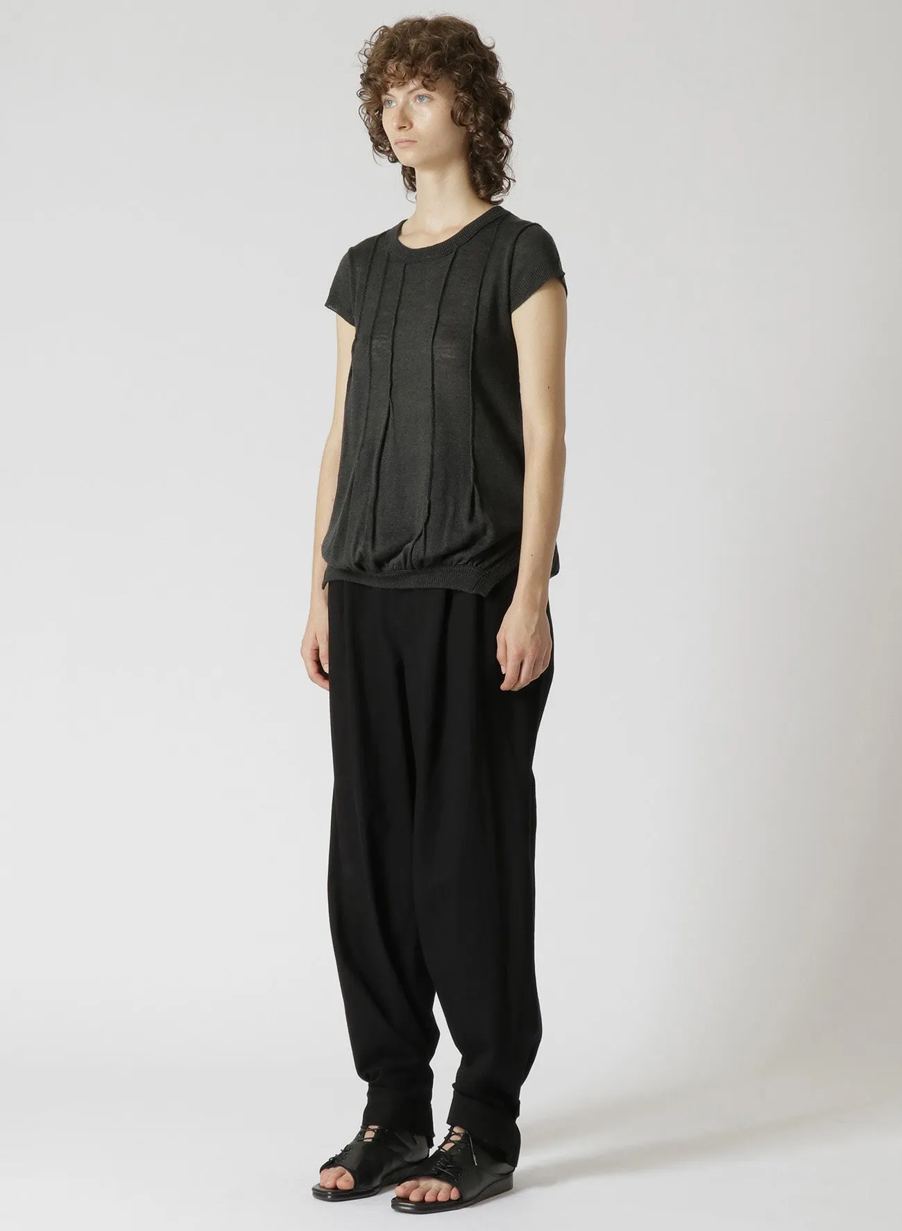 PLAIN STITCH PLEATED PULLOVER