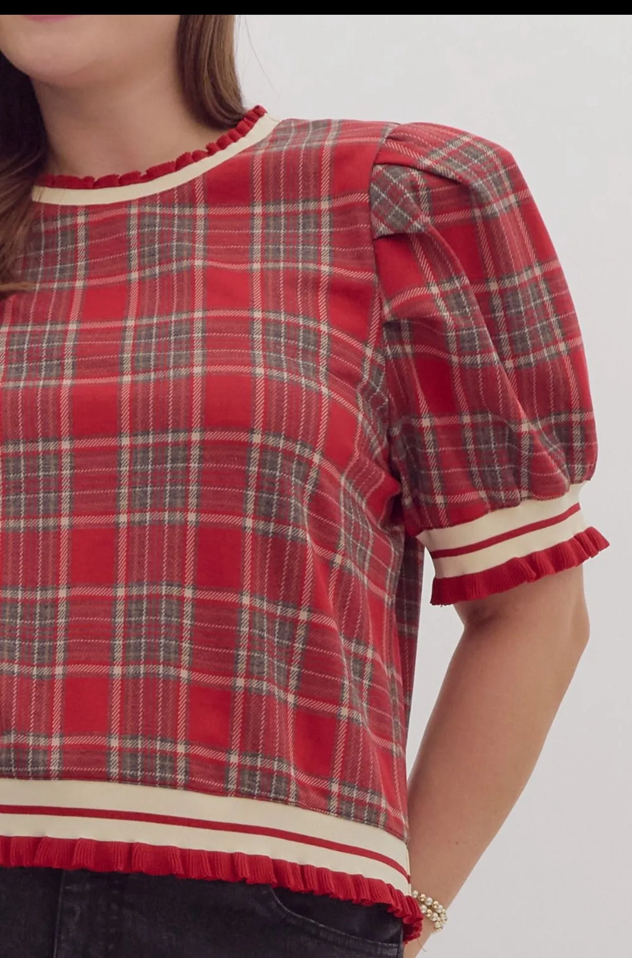 Plus Preppy Plaid Bubble Top