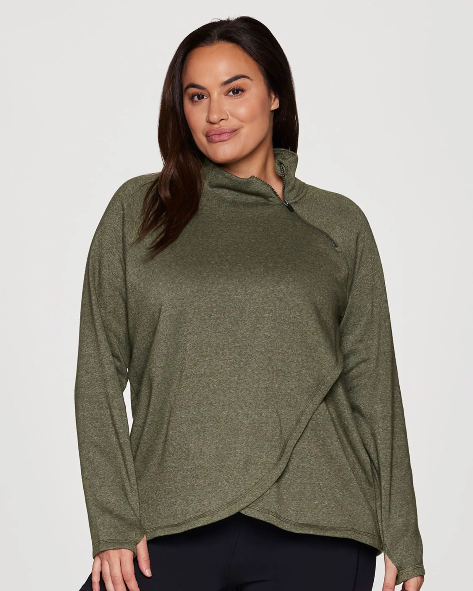 Plus Prime Ready To Roll Fleece Zip Mock Neck Pullover | Olive