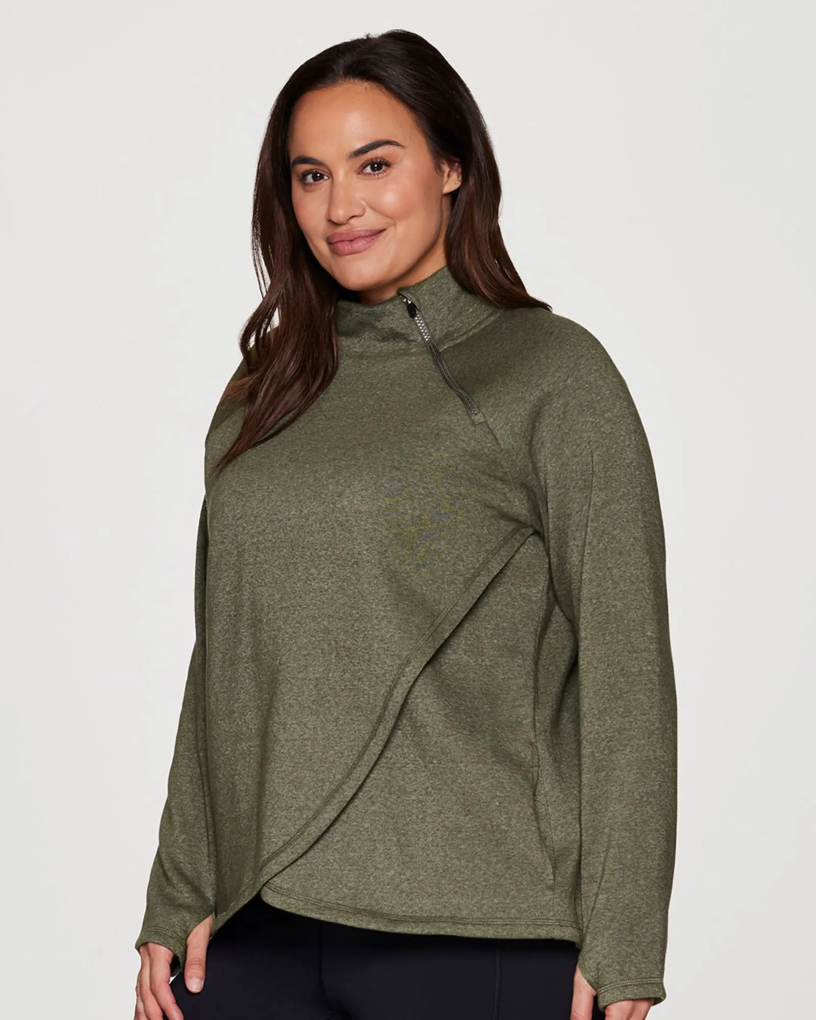 Plus Prime Ready To Roll Fleece Zip Mock Neck Pullover | Olive