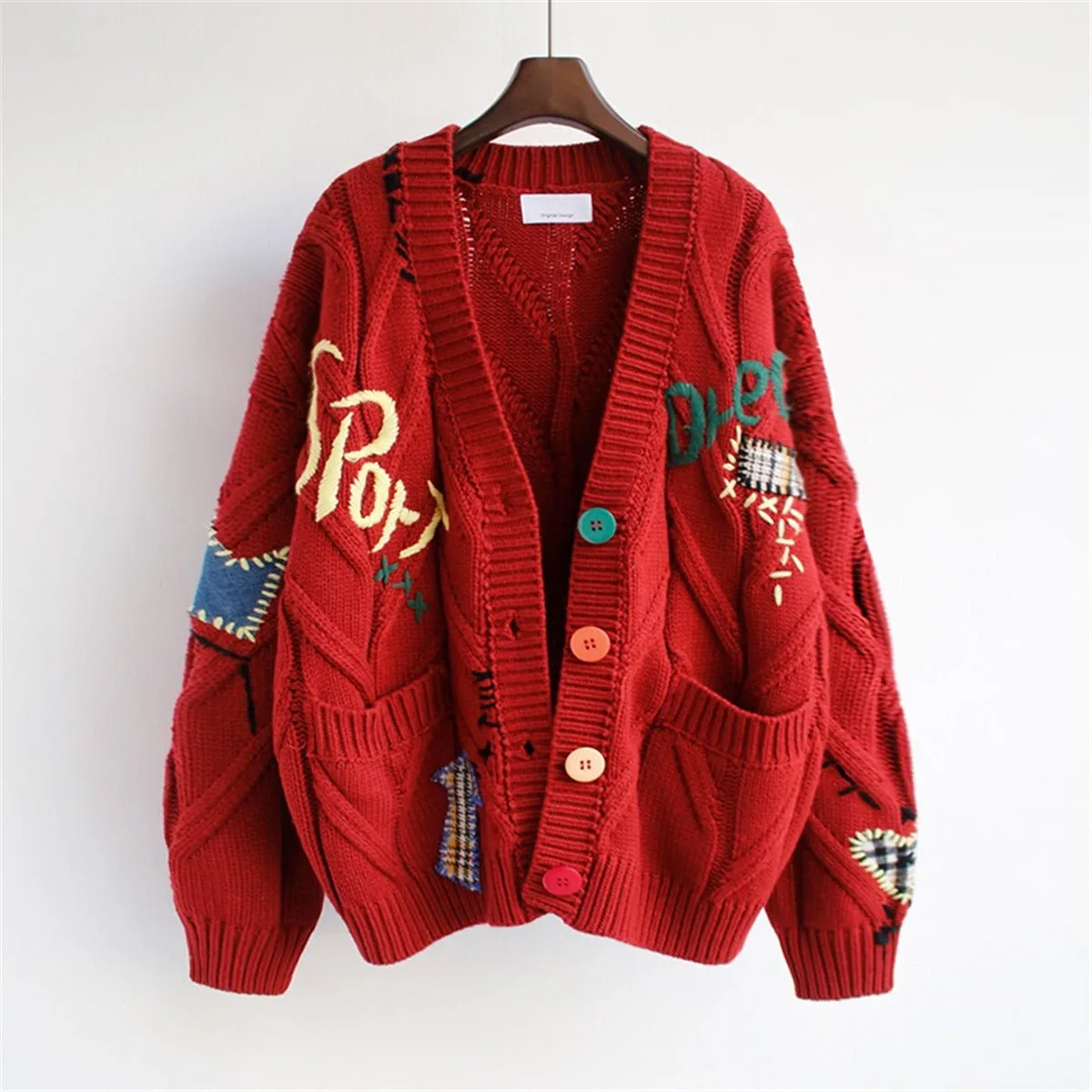 Pre Order:  Embroidered Collage Knitted Cardigan