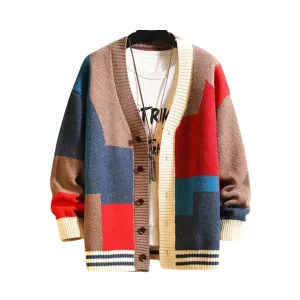 Pre Order:  Multicolor Grids Knitted Cardigan