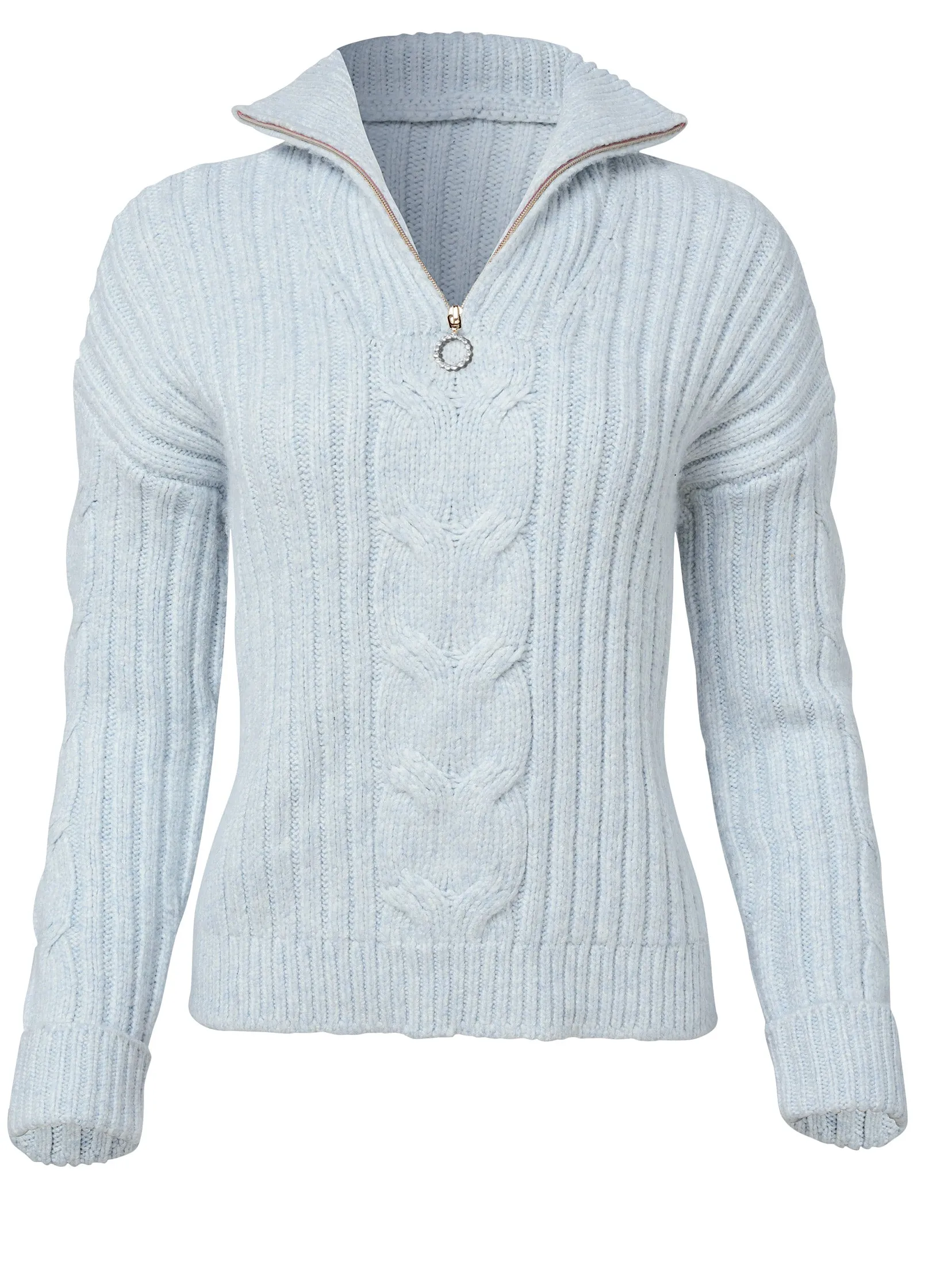 Quarter Zip Sweater - Heathered Blue