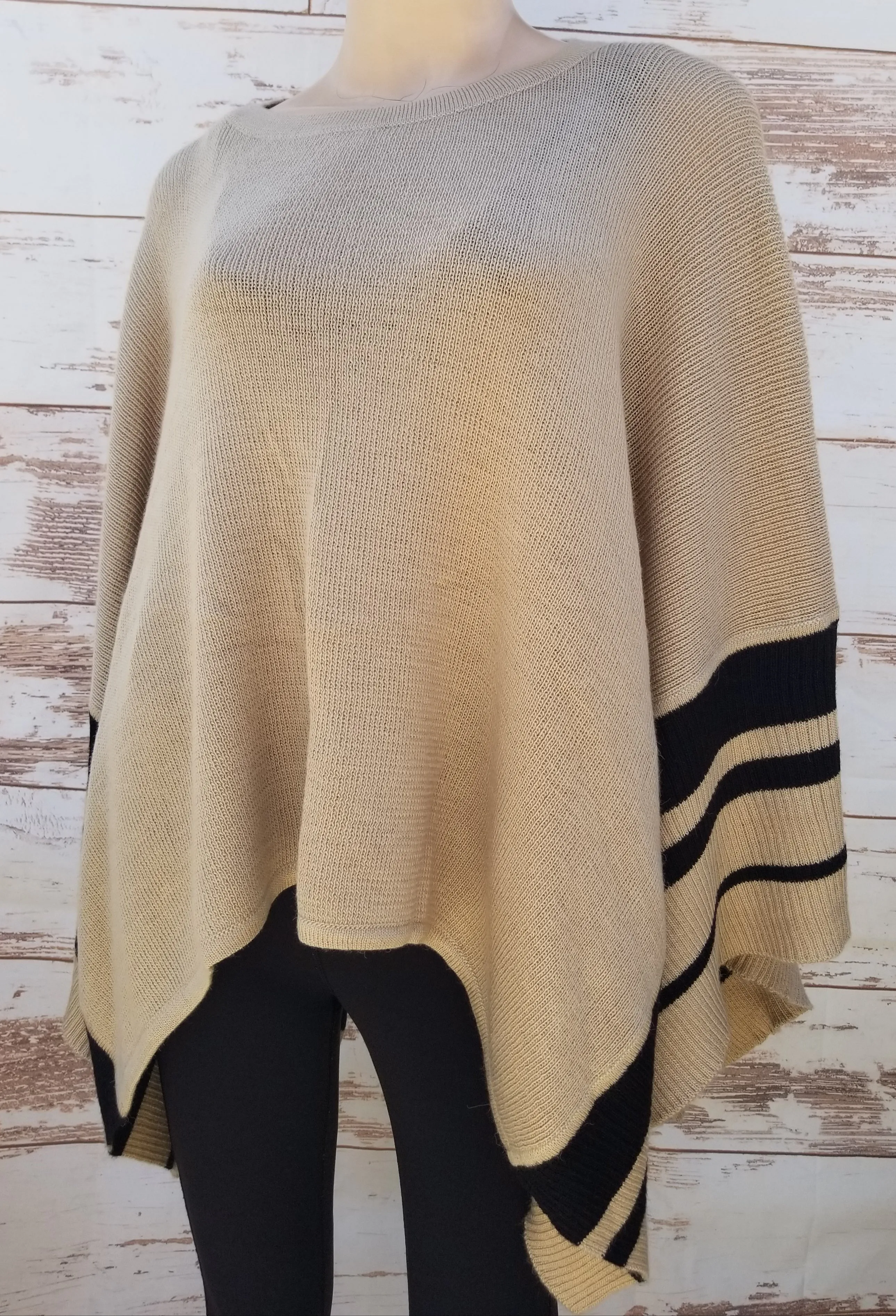 "Samantha" Ribbed Edge poncho