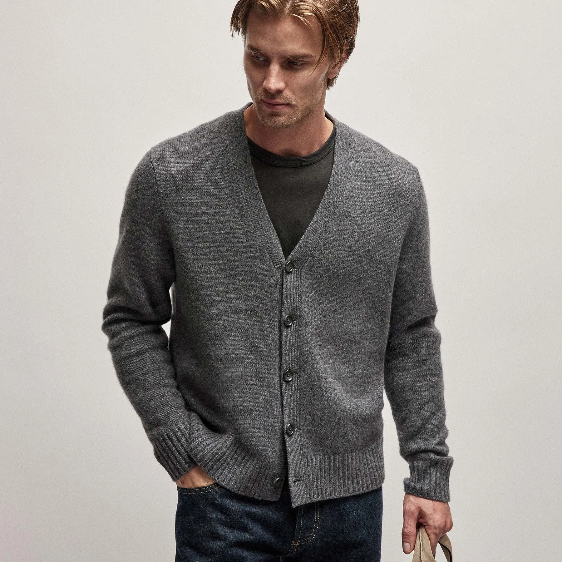 Recycled Cashmere Cardigan - Flannel