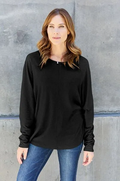 Round Neck Long Sleeve Knit Top