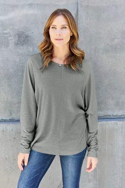 Round Neck Long Sleeve Knit Top