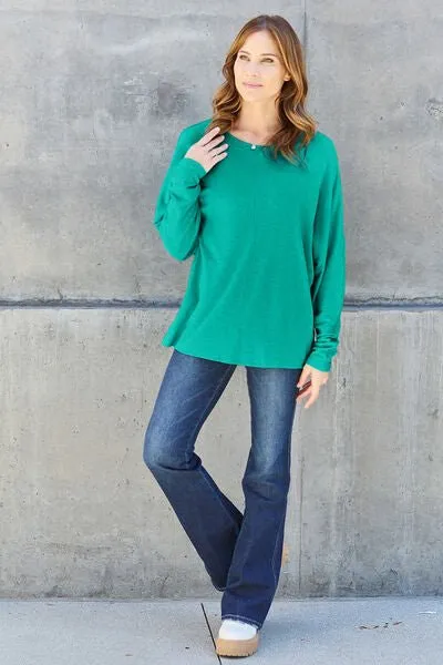 Round Neck Long Sleeve Knit Top