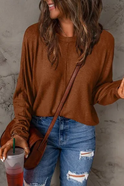 Round Neck Long Sleeve Knit Top