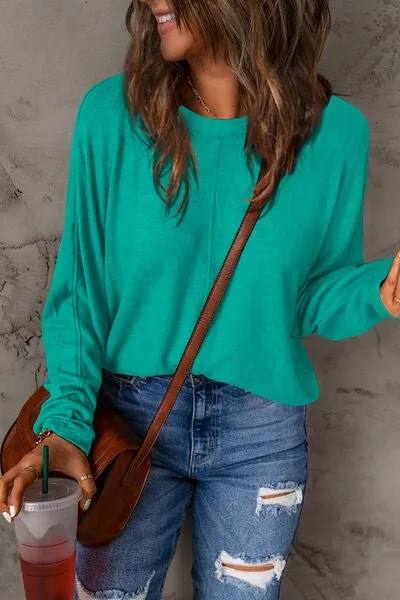 Round Neck Long Sleeve Knit Top