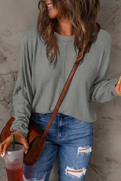 Round Neck Long Sleeve Knit Top