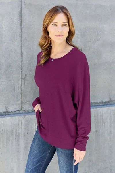 Round Neck Long Sleeve Knit Top