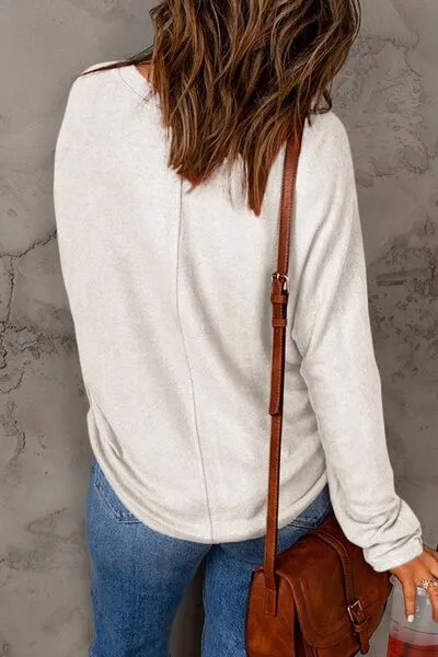 Round Neck Long Sleeve Knit Top