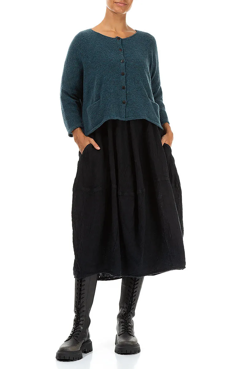 Short Loose Teal Wool Cardigan