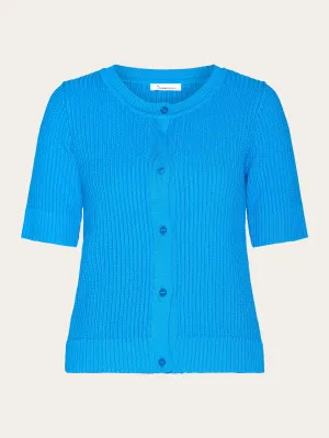 Short sleeve knitted cardigan - OCS/Vegan - Malibu Blue