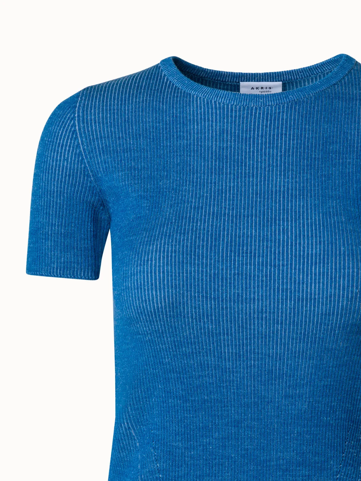 Short Sleeves Ribbed Wool Pullover