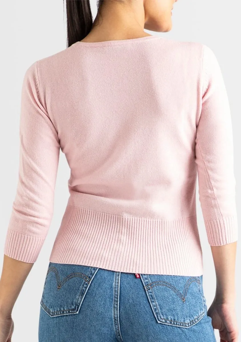 Silk   Cashmere Audrey Cardigan in Pale Pink