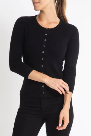 Silk   Cashmere Victoria Cardigan in Black