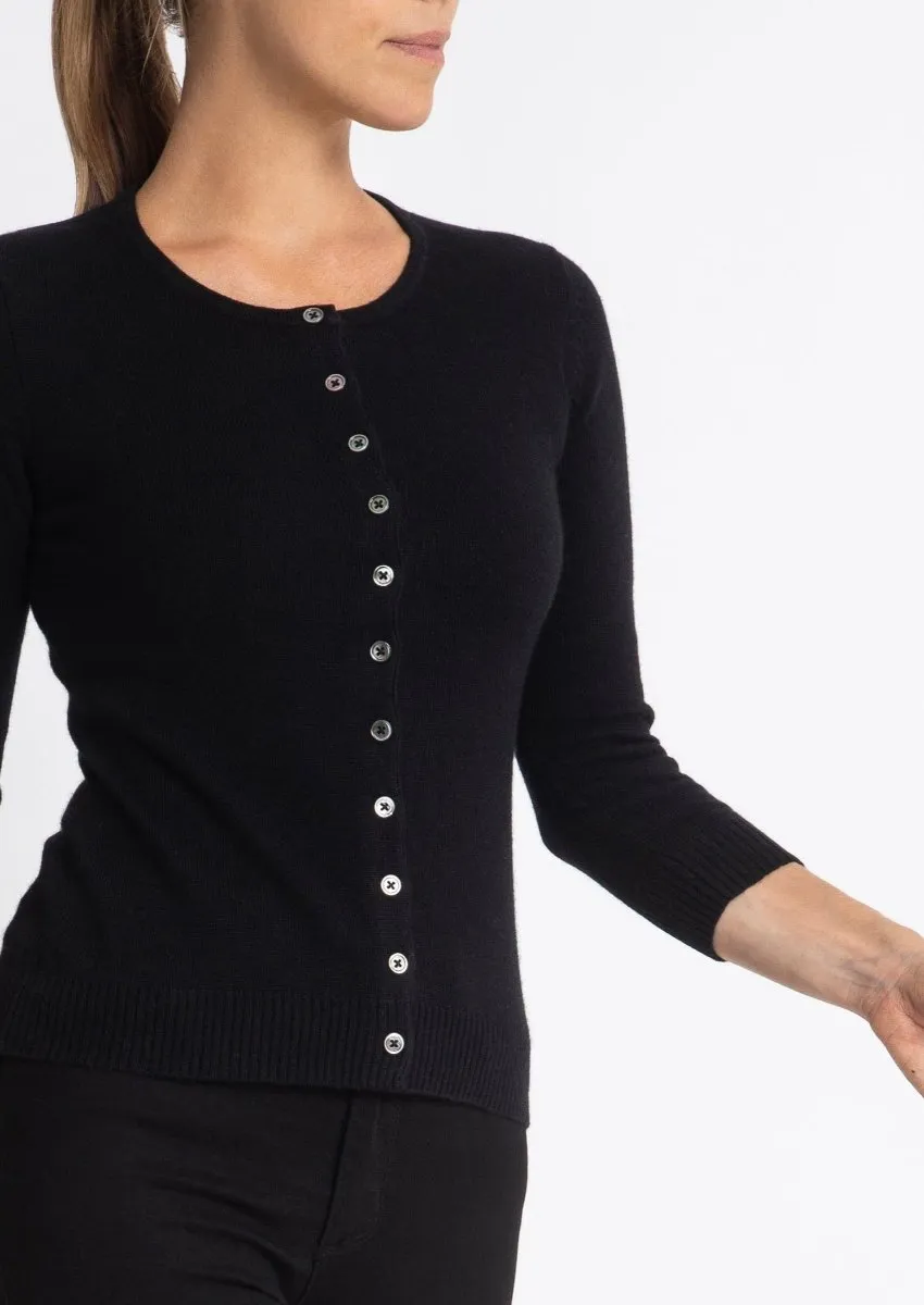 Silk   Cashmere Victoria Cardigan in Black