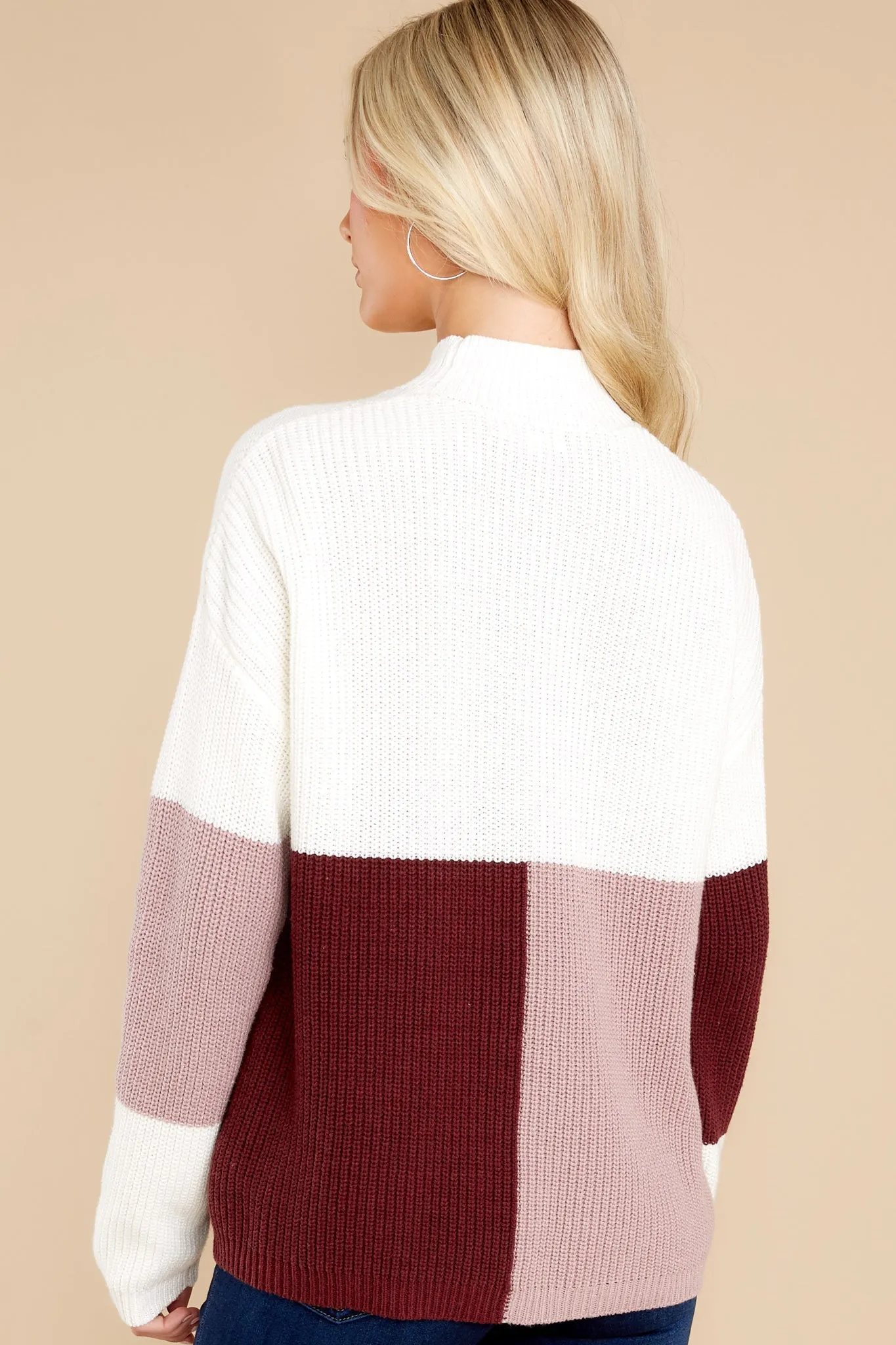 Simple Days Mauve Wine Colorblock Sweater