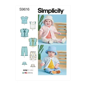 Simplicity Pattern SS9616 Babies' Tee-Shirts, Jacket, Pants and Hat