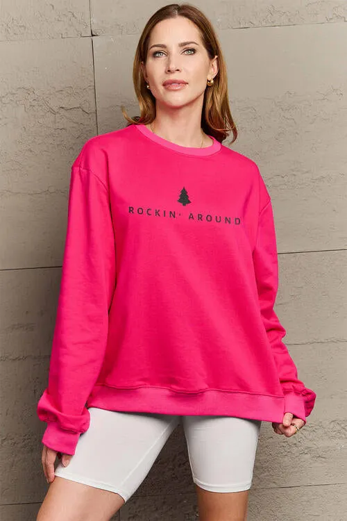 Simply Love Full Size ROCKIN AROUND  Long Sleeve Sweatshirt