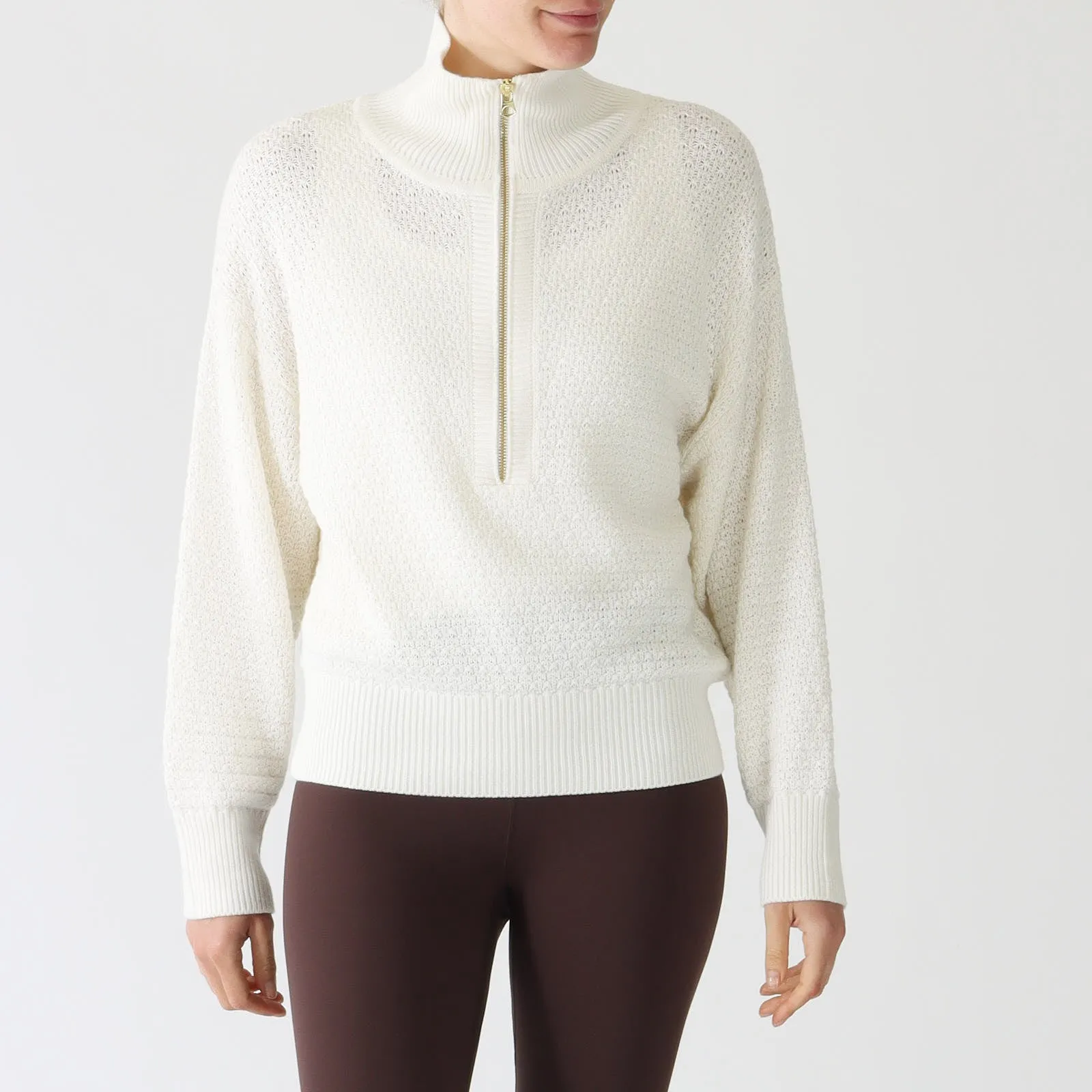 Snow White Jene Merino Half-Zip Knit Sweater