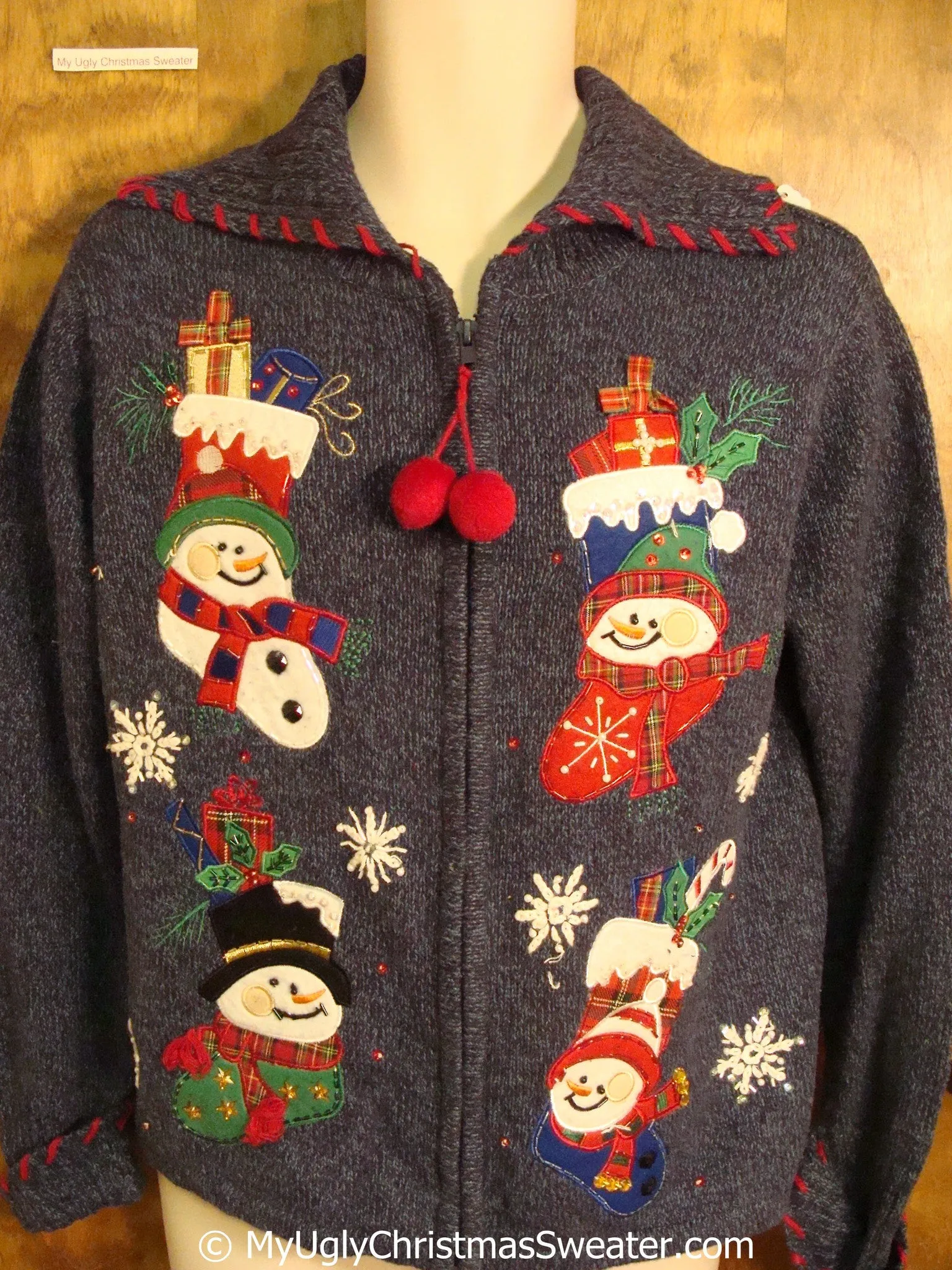 Snowmen in Stockings Ugly Christmas Sweater