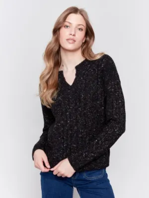 Speckled Cable Knit Sweater