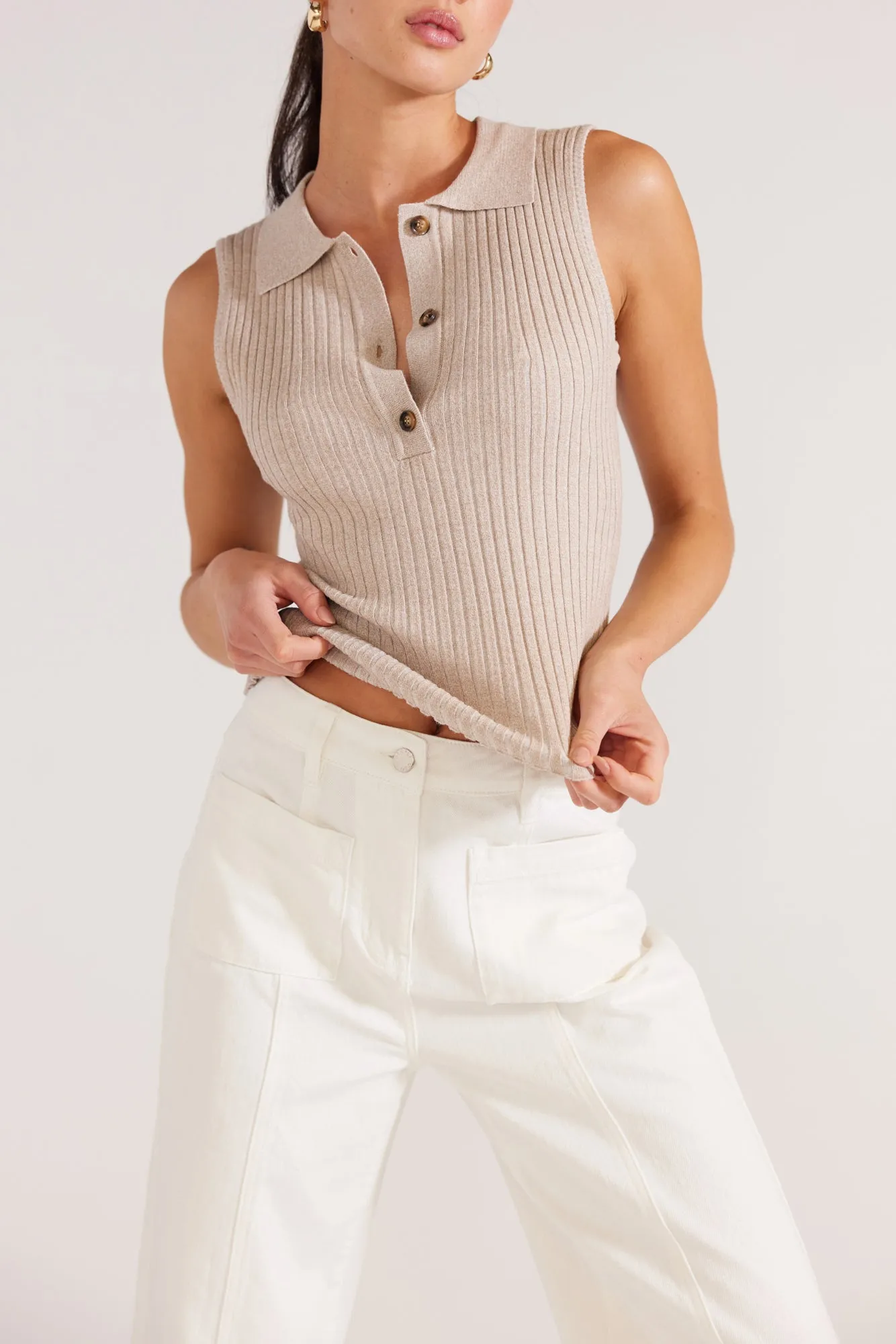 Staple the Label - Josie Collared Knit Tank