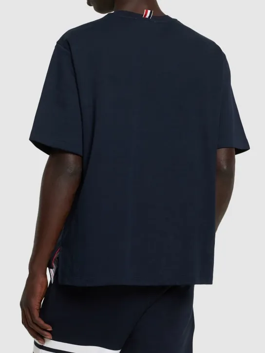 Thom Browne   Cotton jersey t-shirt w/ striped trim 