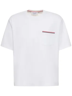 Thom Browne   Cotton jersey t-shirt w/ striped trim 