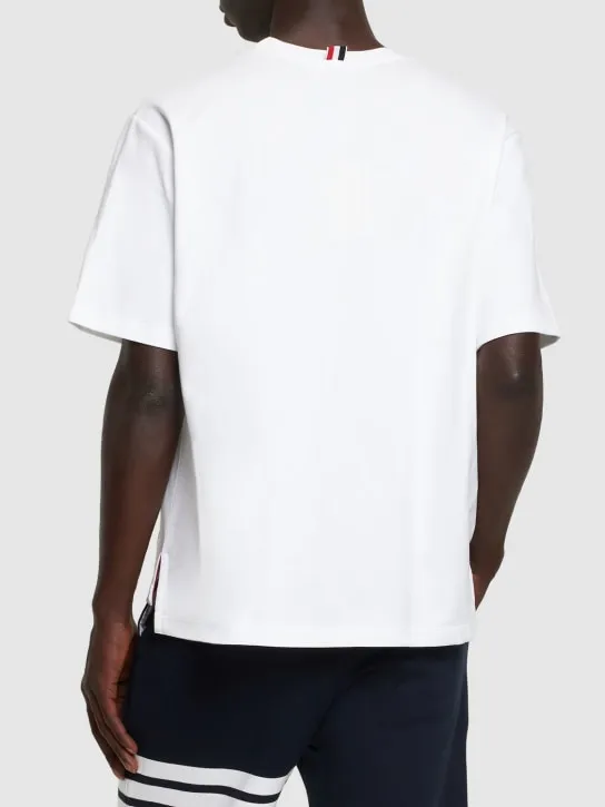 Thom Browne   Cotton jersey t-shirt w/ striped trim 