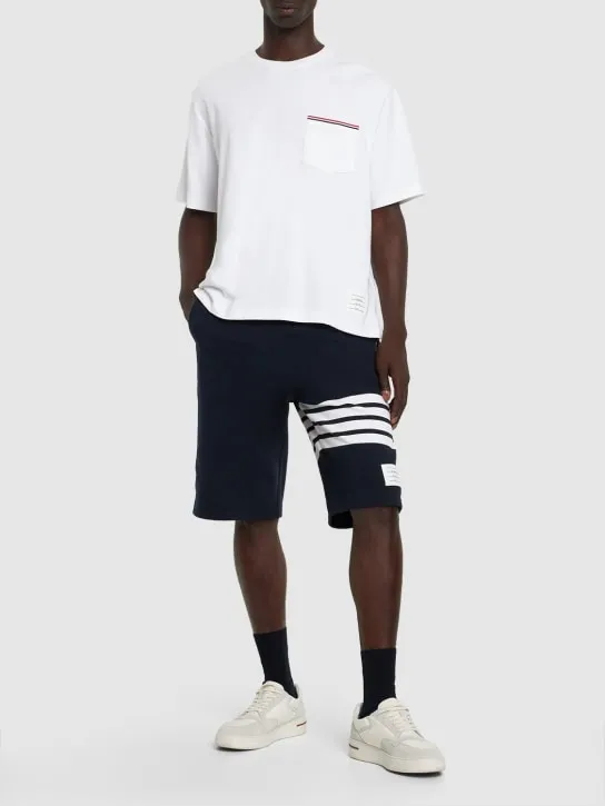 Thom Browne   Cotton jersey t-shirt w/ striped trim 