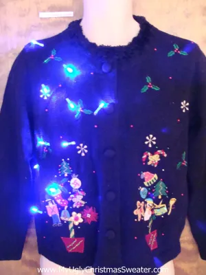 Tree Collage 2sided Light Up Ugly Xmas Sweater