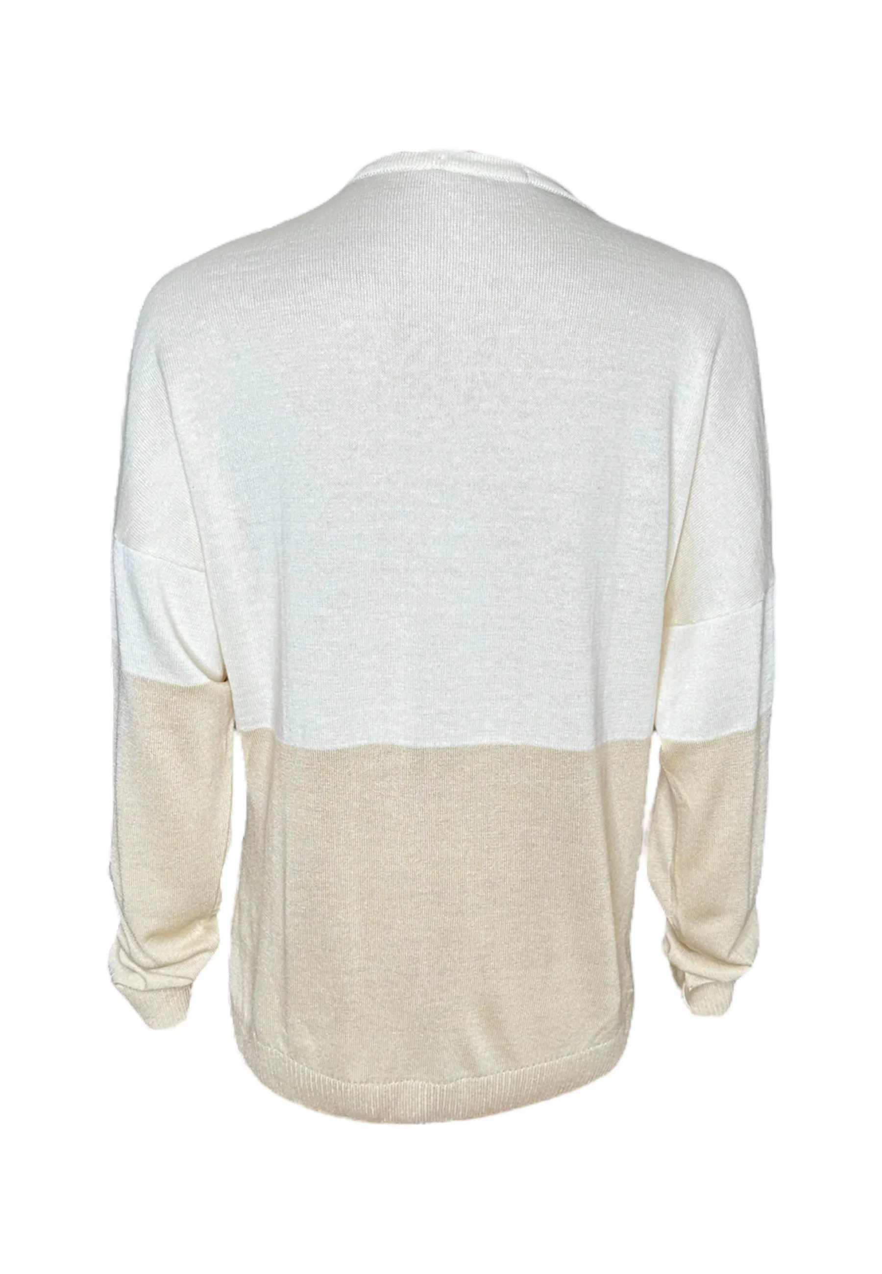 Two Color V-Neck Knit Sweater