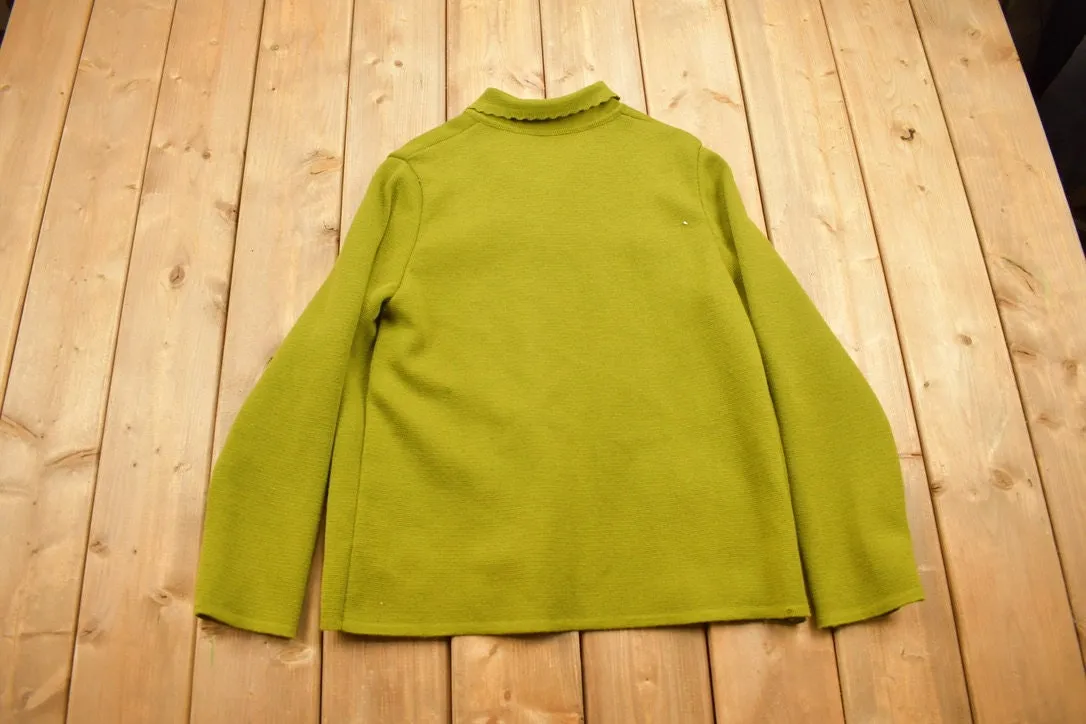 Vintage 1990s Green Knitted Cardigan Sweater