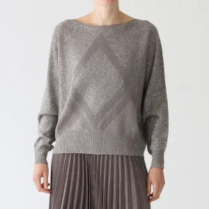 Visone Lurex Diamond Wool Blend Sweater