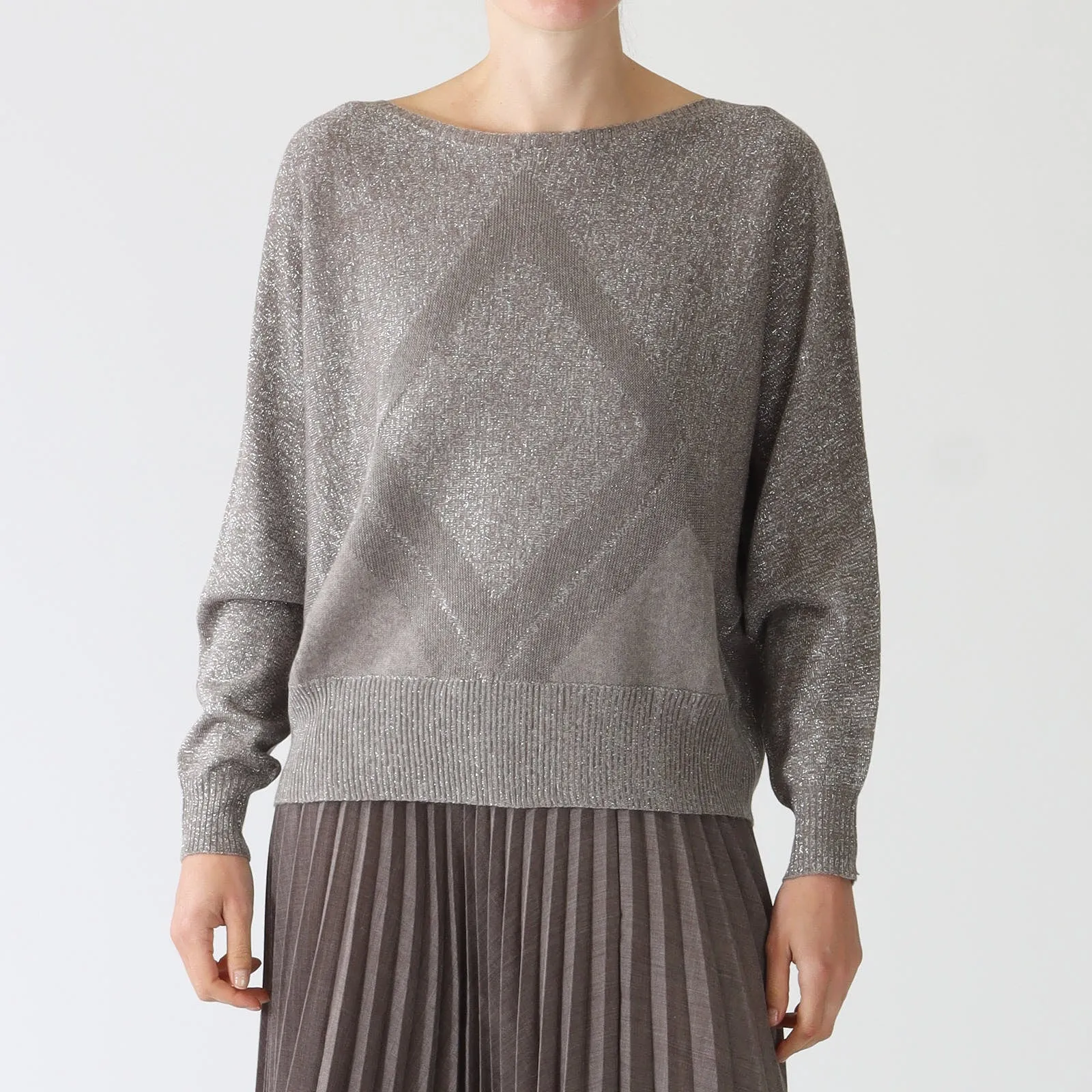 Visone Lurex Diamond Wool Blend Sweater