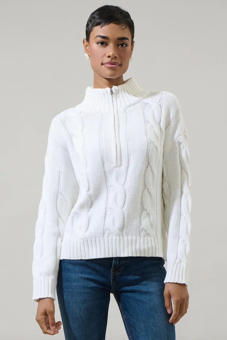 White Quarter Zip Sweater