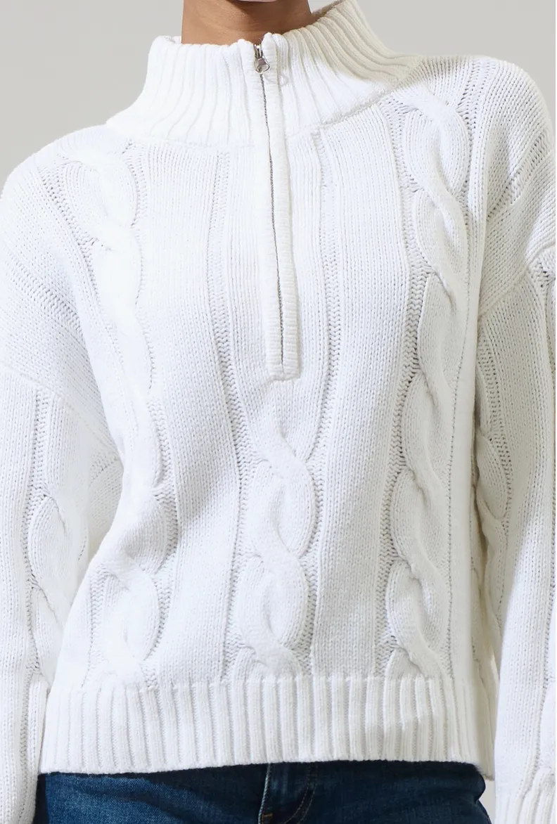 White Quarter Zip Sweater