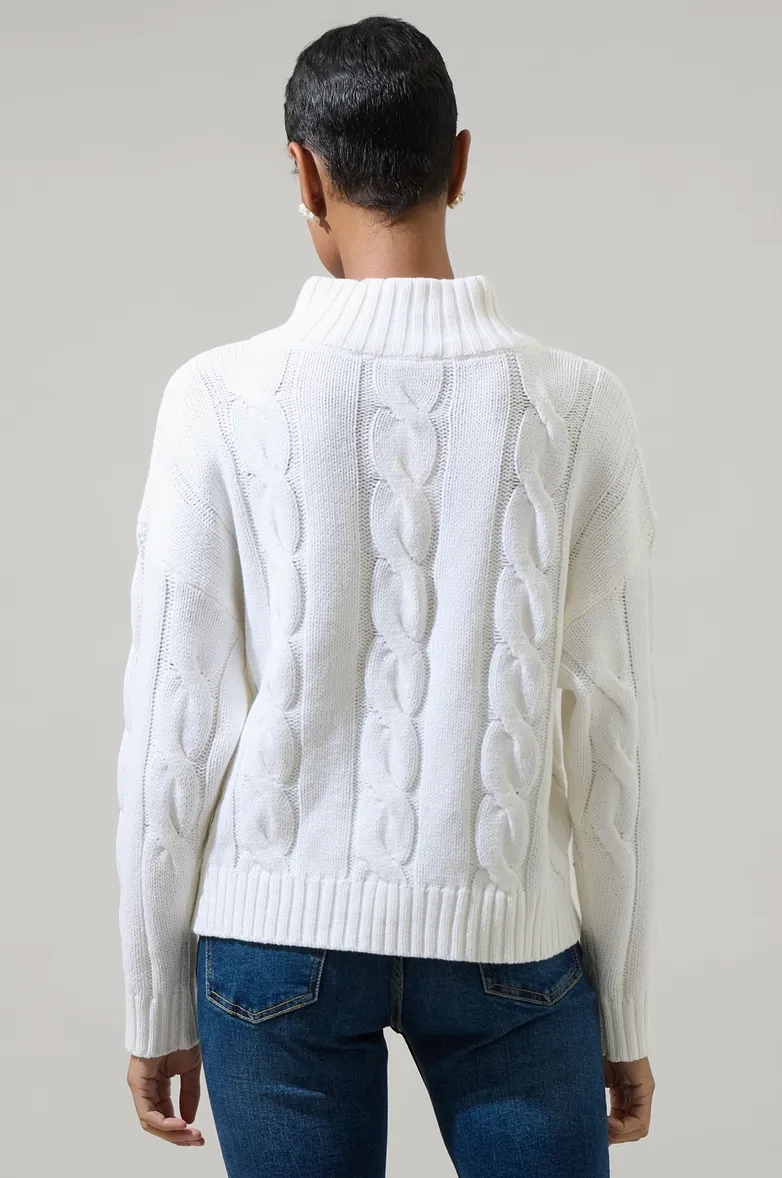 White Quarter Zip Sweater