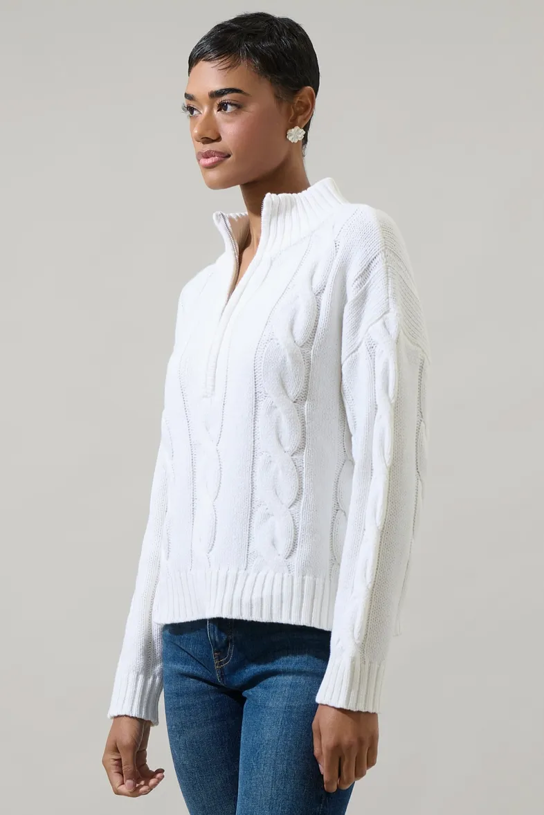 White Quarter Zip Sweater