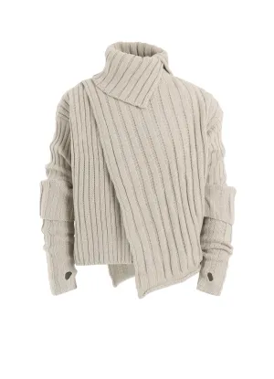 WIDE RIB TURTLENECK KNIT PULLOVER