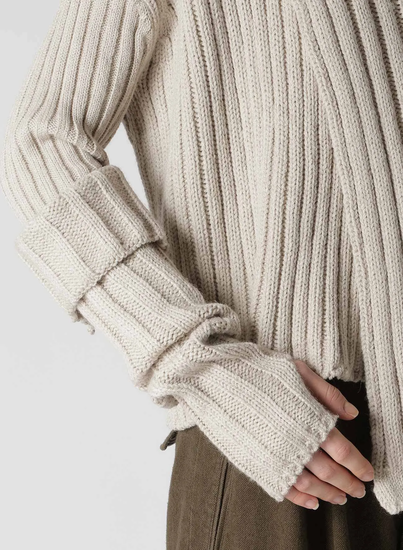 WIDE RIB TURTLENECK KNIT PULLOVER