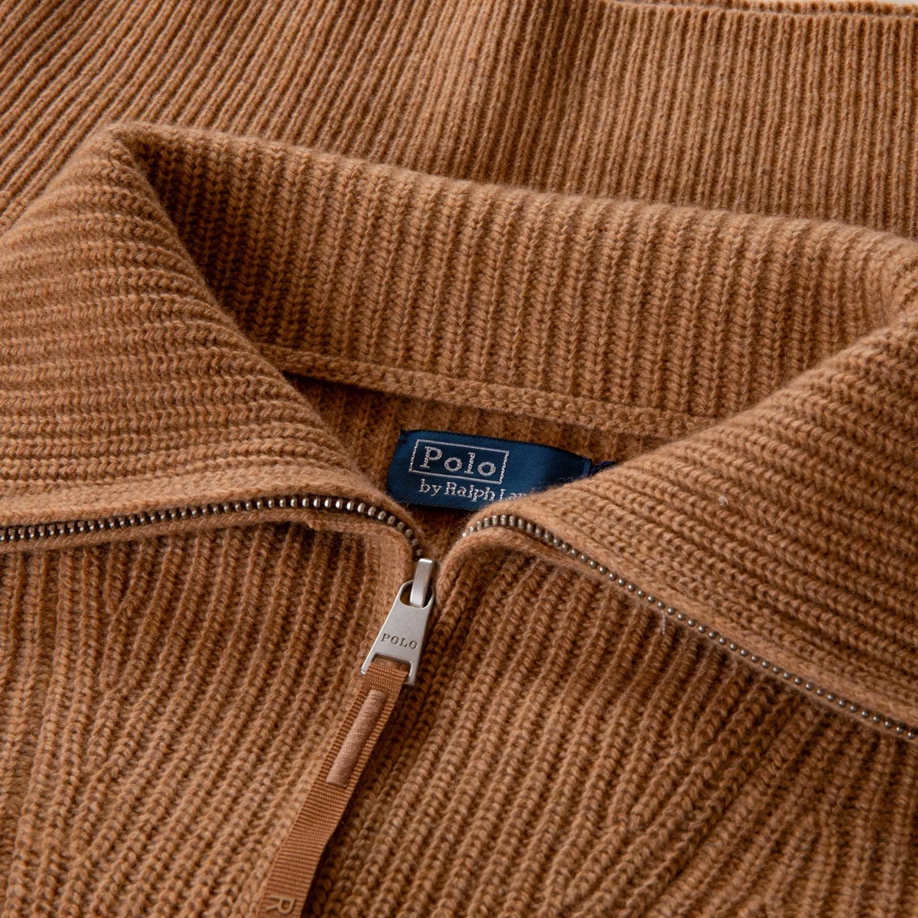 Womens Cashmere Half Zip Cardigan Camel - 2024