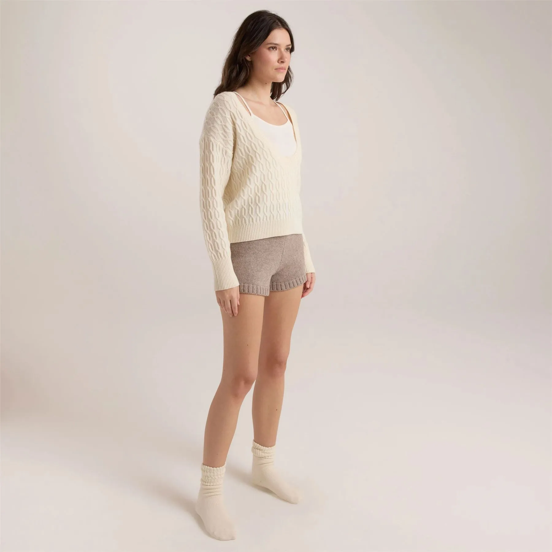 Womens Gabrielle Cableknit Sweater Ivory - AW24