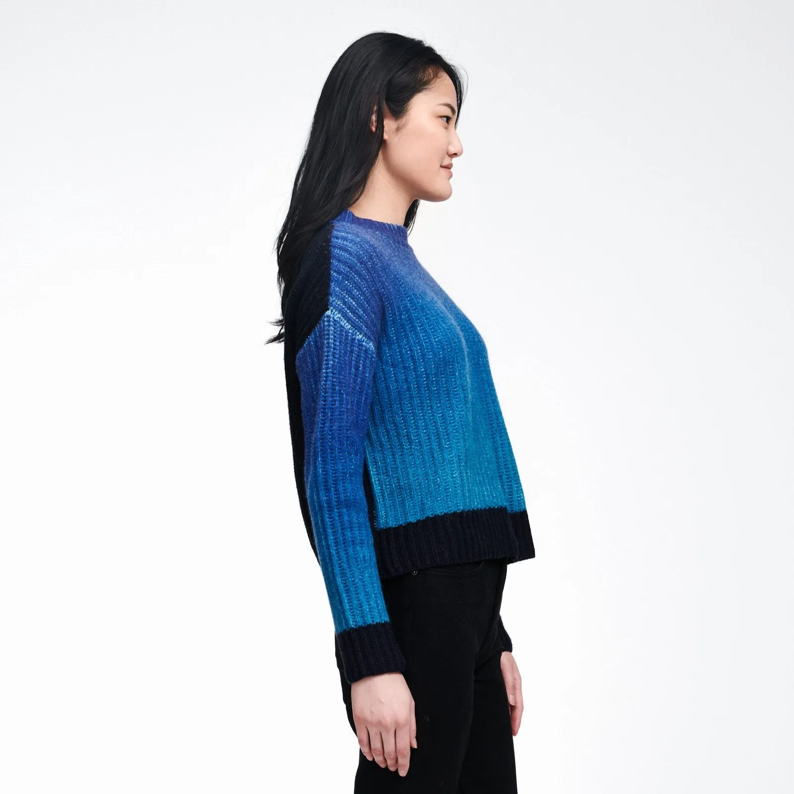 Wool Cashmere Ombre Crewneck Sweater